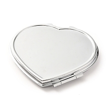 Honeyhandy DIY Iron Cosmetic Mirrors, for Epoxy Resin DIY, Heart, Platinum, 6.8x7.1x0.85cm, Hole: 1.6mm, Tray: 53.5x62.5mm