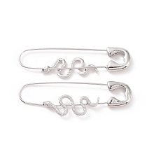 Honeyhandy Alloy Safety Pin with Snake Hoop Earrings for Women, Platinum, 50x14x3mm, Pin: 0.6mm