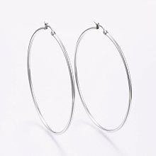 Honeyhandy 304 Stainless Steel Big Hoop Earrings, Hypoallergenic Earrings, Ring Shape, Stainless Steel Color, 12 Gauge, 69~71x2mm, Pin: 0.7x1mm