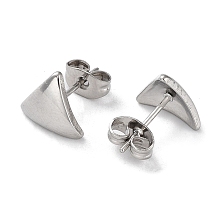 Honeyhandy Non-Tarnish 304 Stainless Steel Triangle Ear Studs for Women, Stainless Steel Color, 9x10mm