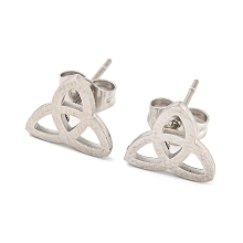 Honeyhandy Non-Tarnish 304 Stainless Steel Stud Earrings, Trinity Knot, Stainless Steel Color, 8.5x10mm