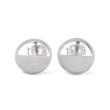 Honeyhandy Half Round Hollow 304 Stainless Steel Stud Earrings for Women, Stainless Steel Color, 11.5mm, Pin: 0.7mm