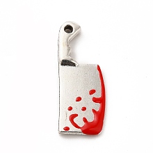 Honeyhandy Alloy Enamel Pendants, Kitchen Knife Charm, Platinum, 23x9x2.5mm, Hole: 1mm