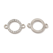 Honeyhandy Alloy Connector Charms with Crystal Rhinestone, Ring Links, Nickel, Platinum, 16x23x2.5mm, Hole: 2.4mm