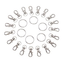 ARRICRAFT Alloy Swivel Lobster Claw Clasps, Swivel Snap Hook and Iron Split Key Rings, Platinum, 32x13mm and 25x2mm, 100pcs/set