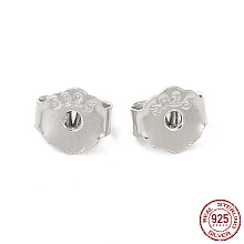 Honeyhandy Rhodium Plated 925 Sterling Silver Friction Ear Nuts, Butterfly Earring Backs for Post Earrings, with S925 Stamp, Real Platinum Plated, 4x4.5x2mm