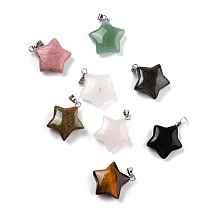 Honeyhandy Natural Gemstone Pendants, Pendants, with Platinum Tone Brass Findings, Star, 23.5x20.5x7.5mm