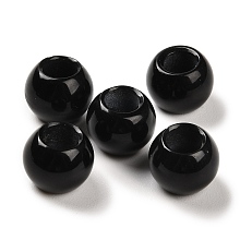 Honeyhandy Natural Black Agate European Beads, Large Hole Beads, Round, 12x11mm, Hole: 5.5~6mm