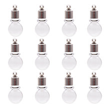 PandaHall Elite 15pcs Mini Clear Glass Globe Bottle Wish Bulb Ball Bottles Screw Cap Glass Vial Pendant Charms