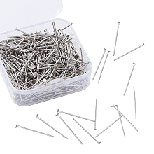 Honeyhandy Iron Flat Head Pins, Platinum, 24x0.7mm, 21 Gauge, Head: 2mm, about 450pcs/box