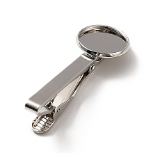 Honeyhandy Brass Tie Clip Cabochon Settings, Platinum, 54x17.5x13.5mm, Tray: 16.1mm