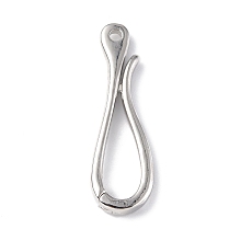 Honeyhandy Rack Plating Brass Hook Clasps, Long-Lasting Plated, Platinum, 30x9.5x3mm, Hole: 1.8mm