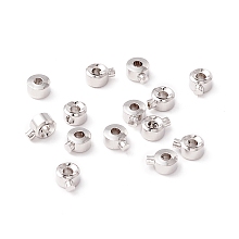 Honeyhandy Brass Crimp Beads, Long-Lasting Plated, Column, Platinum, 0.4x0.3x0.2cm, Hole: 1mm