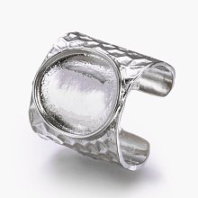 Honeyhandy Cuff Brass Pad Finger Ring Settings, Size 9, Platinum, Tray: 16.5x15mm, 19mm