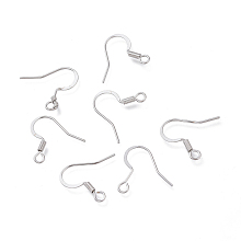 Honeyhandy Brass Earring Hooks, with Horizontal Loop, Ear Wire, Long-Lasting Plated, Real Platinum Plated, 16.7mm, Hole: 2.2mm, Pin: 0.6mm