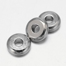 Honeyhandy Flat Round Brass Spacer Beads, Platinum, 4x1.5mm, Hole: 1.5mm