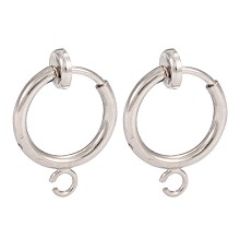 Honeyhandy Brass Clip-on Hoop Earring Findings, for Non-pierced Ears, Cadmium Free & Lead Free, Platinum, 15.5x11x1.5~4.5mm, Hole: 1.8mm