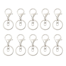 Honeyhandy 10Pcs Alloy Split Key Rings, Keychain Clasp Findings, Platinum, 66mm, about 10pcs/bag