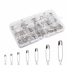 Honeyhandy Iron Safety Pins, Platinum, 19x10.2x2.2cm, 450pcs/box