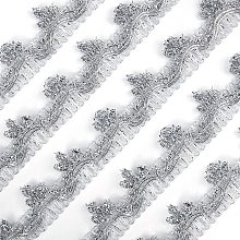 FINGERINSPIRE 15Yards Metallic Lace Trim Silver Craft Lace Ribbon Decorated Gimp Trim 3/4"(18mm) x1mm for Wedding Bridal, Costume or Jewelry, Crafts and Sewing