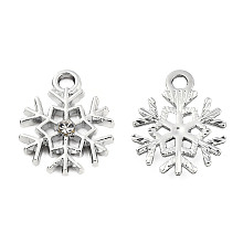 Honeyhandy Alloy Pendants, with Crystal Rhinestone, Snowflake, Platinum, Platinum, 16x13x3mm, Hole: 1.8mm