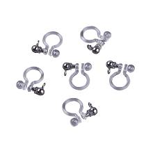 PandaHall Elite About 100 pcs Transparent U Type Alloy Ear Clip, Painless Prevent Allergy Resin for Women Men Jewelry Making, Platinum, 11x10x3mm, Hole: 2mm