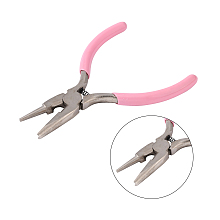 Honeyhandy 45# Carbon Steel Jewelry Pliers, Wire Looping Pliers, Concave and Round Nose Pliers, Pink, 12.4x6.25x0.95cm