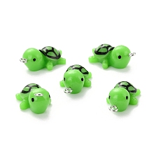 ARRICRAFT Opaque Resin Pendants, Tortoise, Green, 26x14x10mm, Hole: 1.5mm