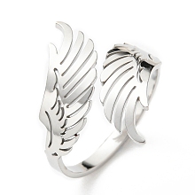 Honeyhandy Non-Tarnish 304 Stainless Steel Double Wing Open Cuff Ring, Stainless Steel Color, Inner Diameter: 19mm