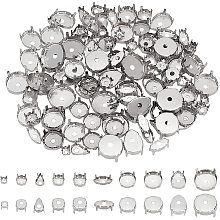 Arricraft 500 Pcs Stainless Steel Rhinestone Claw Settings, Flat Round/Horse Eye/Teardrop Shaped Prong Setting for Rhinestones