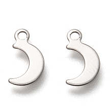 Honeyhandy 201 Stainless Steel Charms, moon, Stainless Steel Color, 10x6x0.5mm, Hole: 1.4mm