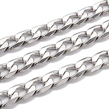 Honeyhandy 304 Stainless Steel Cuban Link Chain, Unwelded, with Spool, Stainless Steel Color, 17x11.5x3.5mm, 16.4 Feet(5m)/roll