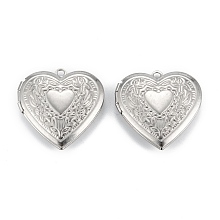 Honeyhandy 316 Surgical Stainless Steel Locket Pendants, Heart, Photo Frame Pendants, Stainless Steel Color, 29x29x7mm, Hole: 2mm