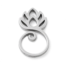 Honeyhandy Non-Tarnish 304 Stainless Steel Charms, Laser Cut, Lotus Charm, Stainless Steel Color, 12x7x1mm, Hole: 1.2mm