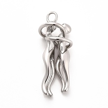 Honeyhandy 304 Stainless Steel Pendants, Human Huging, Stainless Steel Color, 37.5x13mm, Hole: 3.4mm