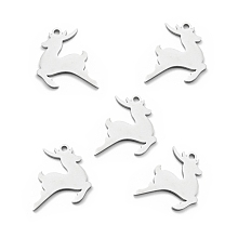 Non-Tarnish 201 Stainless Steel Pendants, Christmas Theme, Christmas Reindeer, Stainless Steel Color, 16x16x1mm, Hole: 1.5mm