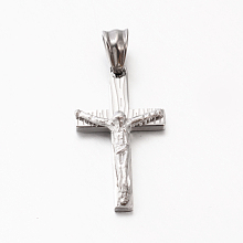 Honeyhandy Easter Theme Men's 201 Stainless Steel Crucifix Cross Pendants, Stainless Steel Color, 26x15x5mm, Hole: 5x6mm