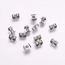 Honeyhandy 316 Surgical Stainless Steel Ear Nuts, Earring Backs, Stainless Steel Color, 5x3.5x2.5mm, Hole: 0.6mm