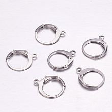 Honeyhandy 304 Stainless Steel Leverback Earring Findings, with Loop, Stainless Steel Color, 14.5x12x2mm, Hole: 1mm, pin: 0.6x0.8mm