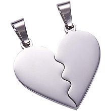 UNICRAFTALE 2pcs/Set Stainless Steel Split Heart Pendants Heart Dangle Charms 4x7mm Large Hole Love Tag Charms for Love Necklace Jewelry Making Crafting