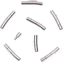 Arricraft 10pcs Stainless Steel Leather Cord End Clasps Bayonet Curved Tube Column Clasps Connectors for Bracelets Necklaces Buckle Jewelry Making 22.5x4x5mm