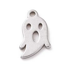 Honeyhandy 304 Stainless Steel Charms, Ghost Charms, Stainless Steel Color, 11x7x1mm, Hole: 1.2mm