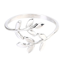 Honeyhandy 304 Stainless Steel Leaf Cuff Rings, Open Rings, Stainless Steel Color, US Size 8, Inner Diameter: 18mm