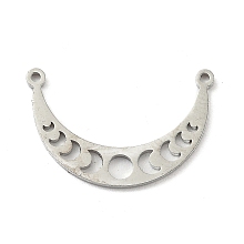 Honeyhandy 304 Stainless Steel Links, Moon Phase Links, Moon, Stainless Steel Color, 14x21.5x1mm, Hole: 1mm