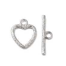 Honeyhandy Non-Tarnish 304 Stainless Steel Toggle Clasps, Heart, Stainless Steel Color, Heart: 16.5x13.5x2mm, Hole: 3mm, Bar: 22x6x2mm, Hole: 3mm.