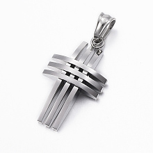 Honeyhandy 304 Stainless Steel Pendants, Cross, Stainless Steel Color, 30x17x6mm, Hole: 6x4mm