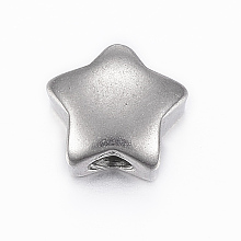 Honeyhandy 304 Stainless Steel Beads, Star, Stainless Steel Color, 11x11x6mm, Hole: 3.5mm