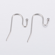 Honeyhandy 304 Stainless Steel Earring Hooks, Ear Wire, Stainless Steel Color, 21x12x2mm, Pin: 0.7mm