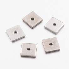 Honeyhandy 304 Stainless Steel Spacer Beads, Square, Stainless Steel Color, 6x6x1mm, Hole: 1.2mm