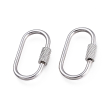 Honeyhandy 304 Stainless Steel Screw Carabiner Lock Charms, for Necklaces Making, Oval, Stainless Steel Color, 25.5x14x4mm, Screw: 7x4mm